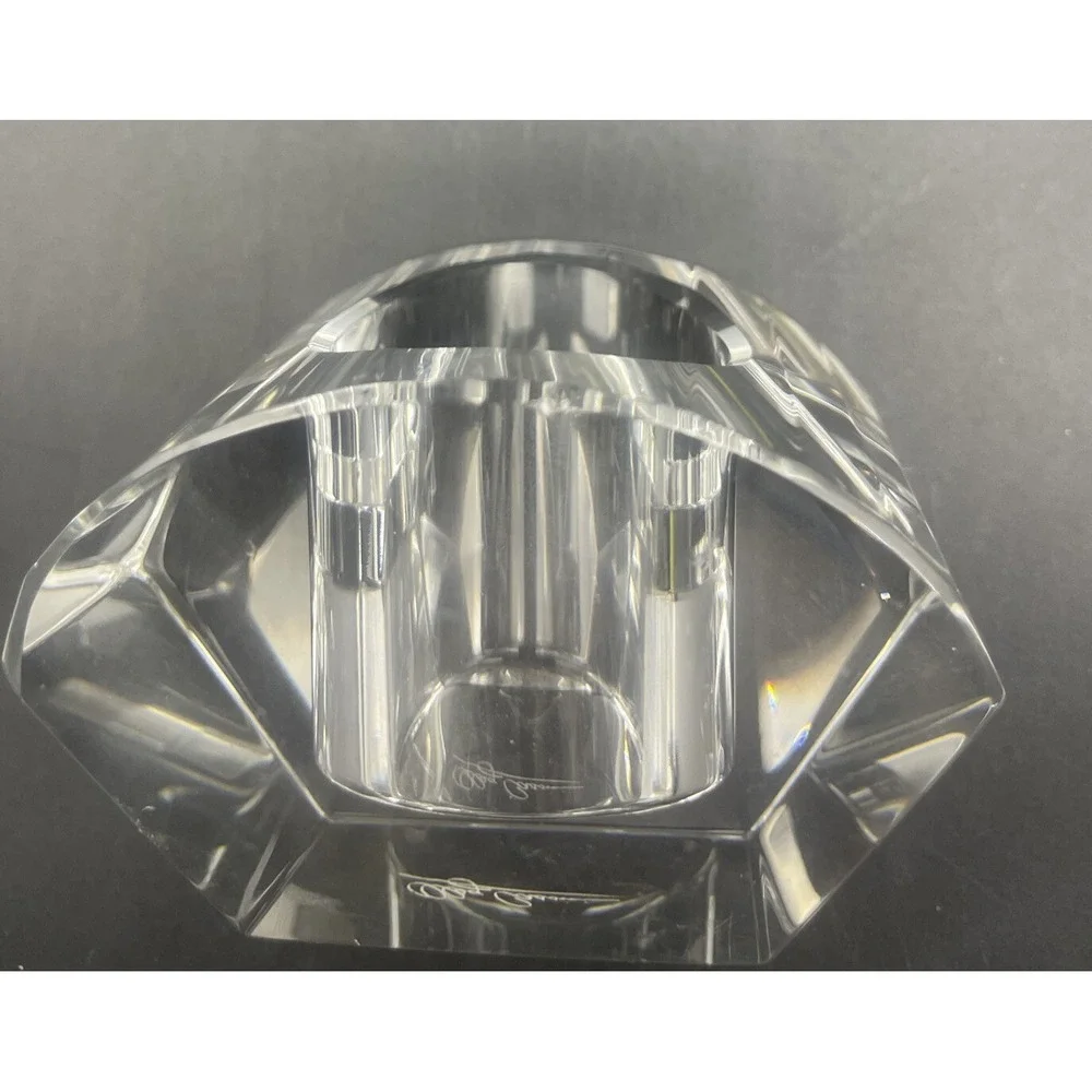 VTG Crystal Cut Votive Candle‎ Holder Set OLEG CASSINI Signed Set of 2